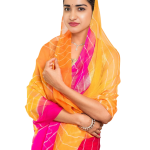 Multi Coloured Pure Georgette Lehariya Saree | Traditional Lehariya Pattern | Jaipurio Designer Collection